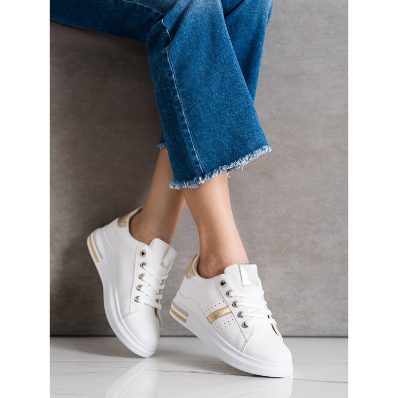 SHELOVET Scarpe da ginnastica sportive bianca d'oro 1