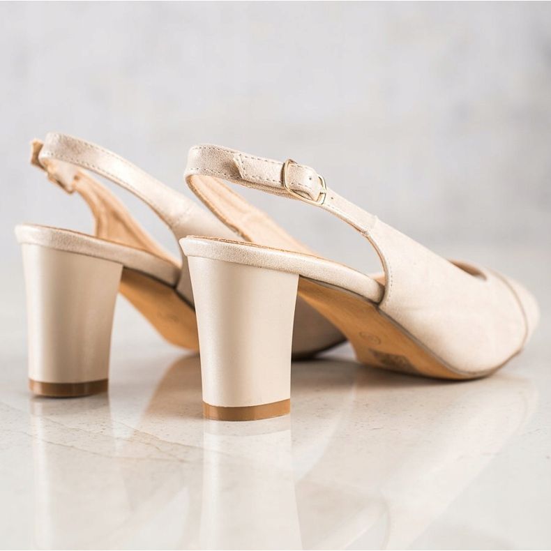 SHELOVET Sandali eleganti con tacco alto beige 1