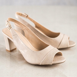 SHELOVET Sandali eleganti con tacco alto beige 2