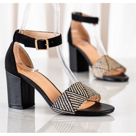 Evento Sandali con tacco alto intrecciati beige nero 1