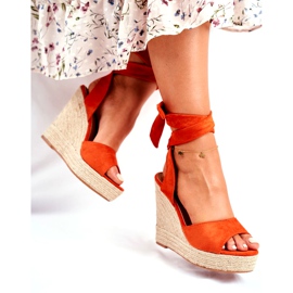 PS1 Sandali Da Donna Con Zeppa Legati Arancio Belleza arancia 2