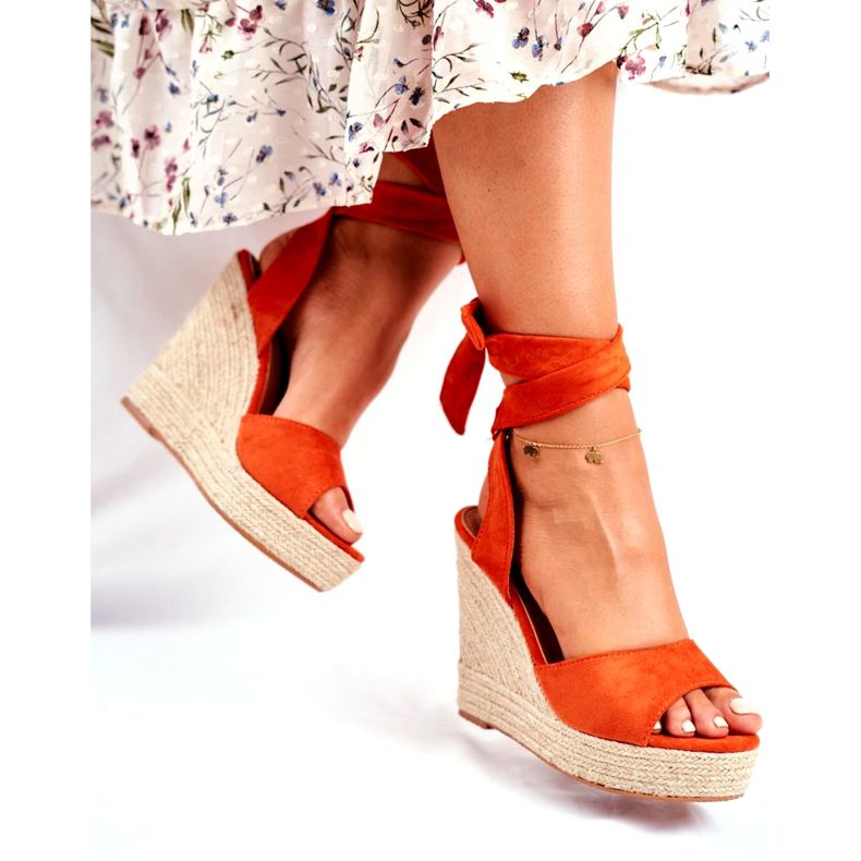 PS1 Sandali Da Donna Con Zeppa Legati Arancio Belleza arancia 2