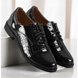 SHELOVET Scarpe con stampa serpente brillante nero 2