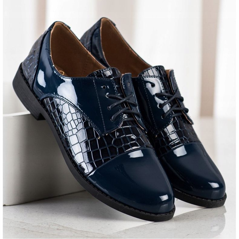 SHELOVET Scarpe con stampa serpente brillante blu navy blu 2