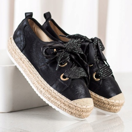Mannika Espadrillas con rilegatura decorativa nero 1