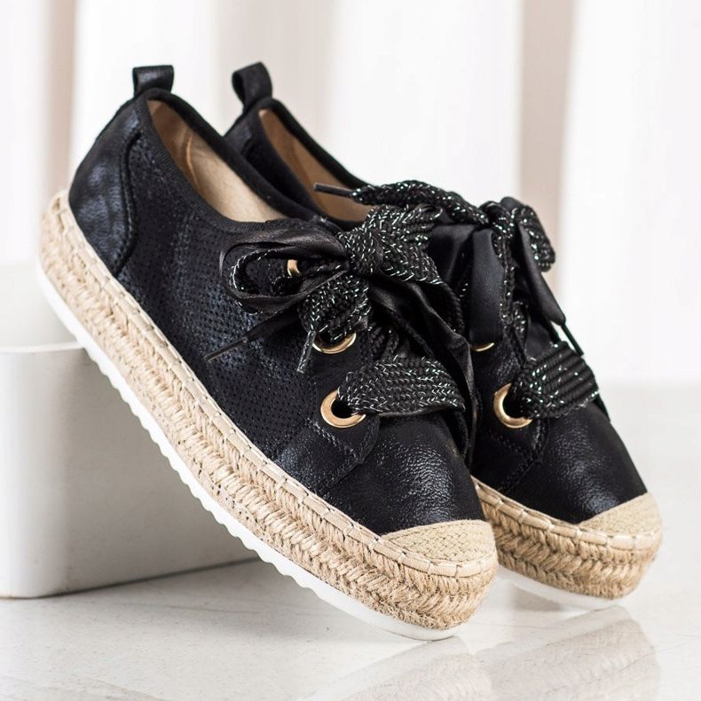 Mannika Espadrillas con rilegatura decorativa nero 1