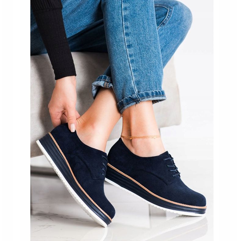 Renda Scarpe traforate sulla piattaforma blu navy blu 2