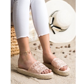 Seastar Pantofole Su Una Piattaforma Di Paglia beige rosa 2