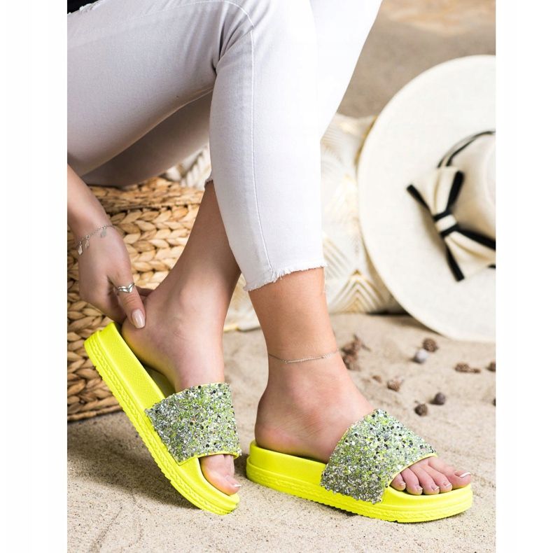 Seastar Pantofole alla moda sulla piattaforma argento verde 1