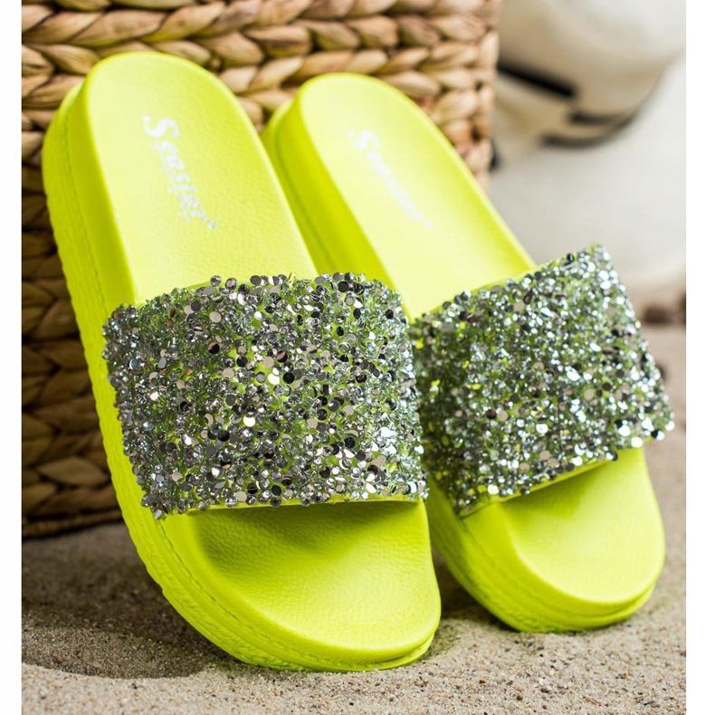 Seastar Pantofole alla moda sulla piattaforma argento verde 2