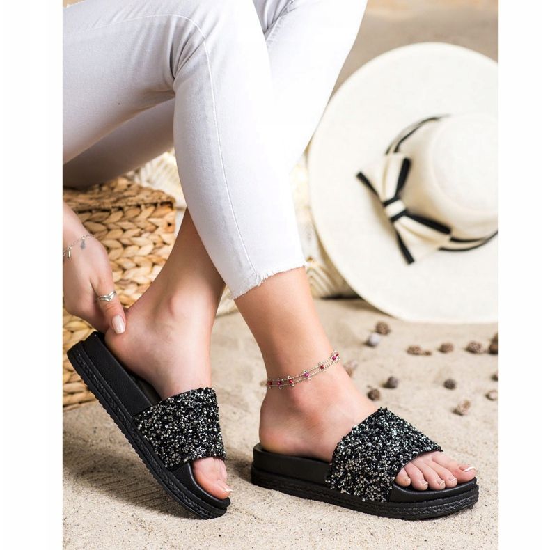 Seastar Pantofole alla moda su Paltform nero argento 2