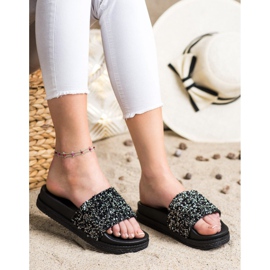 Seastar Pantofole alla moda su Paltform nero argento 1