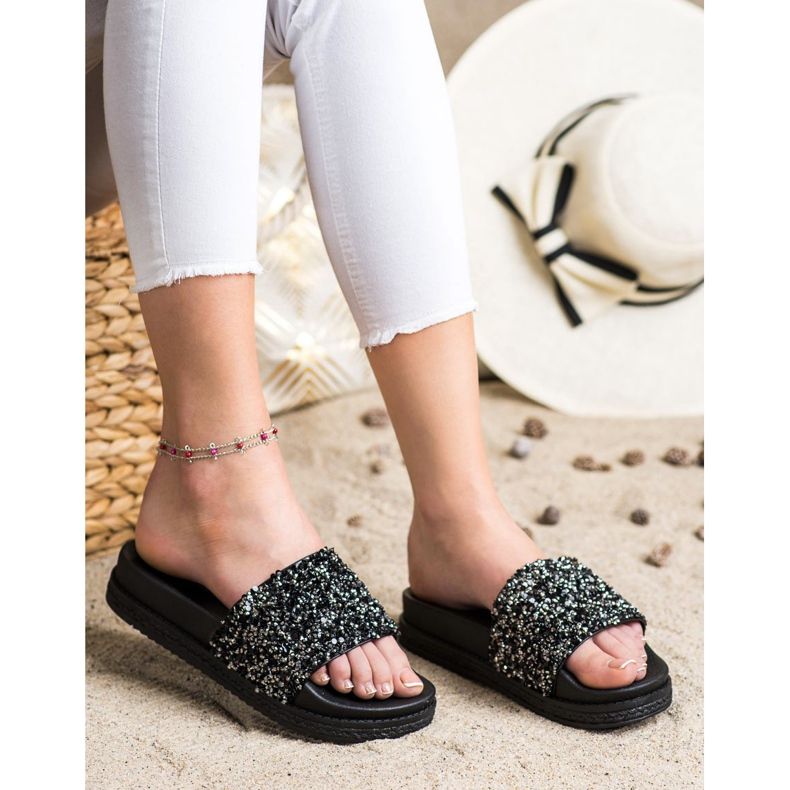 Seastar Pantofole alla moda su Paltform nero argento 1