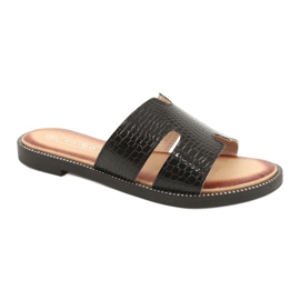 Filippo Flaps verniciato lucido Inserto in pelle nera nero 1