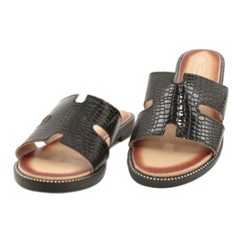 Filippo Flaps verniciato lucido Inserto in pelle nera nero 2