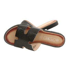 Filippo Flaps verniciato lucido Inserto in pelle nera nero 5