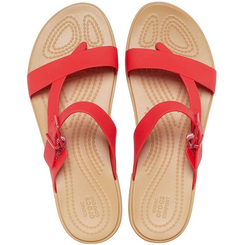 Pantofole da donna Crocs Tulum Toe Post rosso 206108 8C1 1