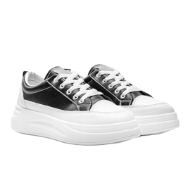 Scarpe da ginnastica bianche e nere su suola spessa di Kelsi nero 1