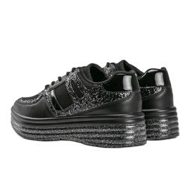 Sneakers nere glitterate con suola spessa Laurel nero 1