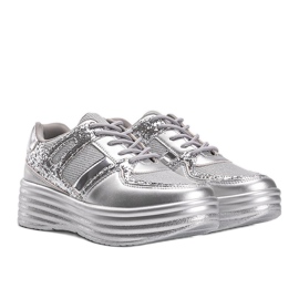 Sneakers glitter argento con suola spessa Laurel 1