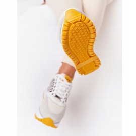 Scarpe Sportive In Pelle Sulla Piattaforma GOE HH2N4001 Bianco-Giallo 2
