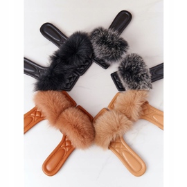 Pantofole In Pelle Con Pelliccia Nere Love You So nero 1