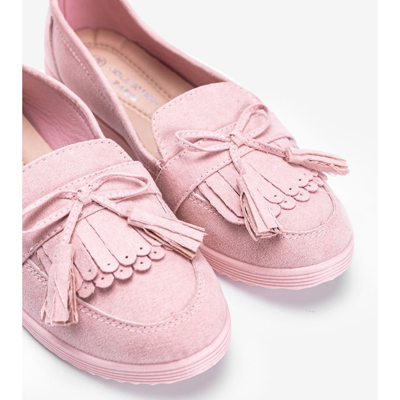 Mocassini Magdalena rosa con frange 1