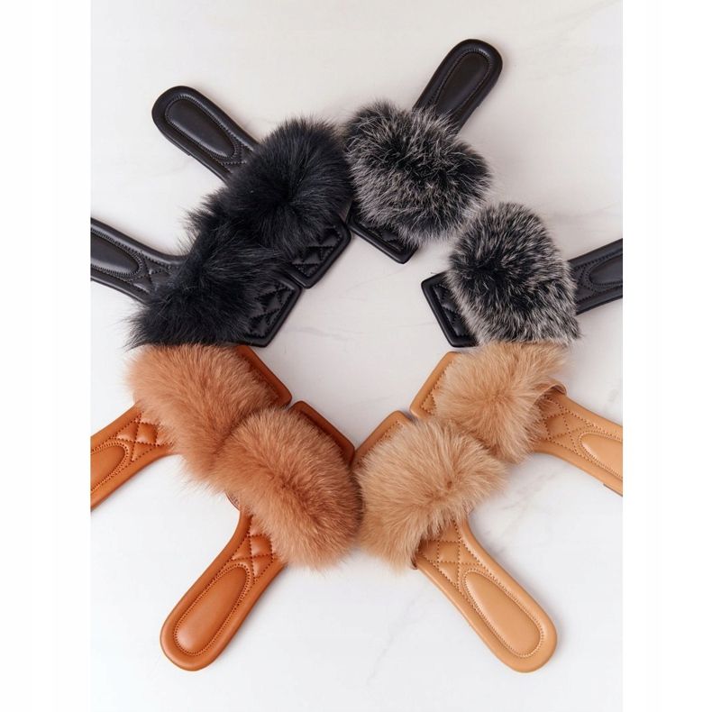 Ciabatte In Pelle Con Pelliccia Beige Love You So 1