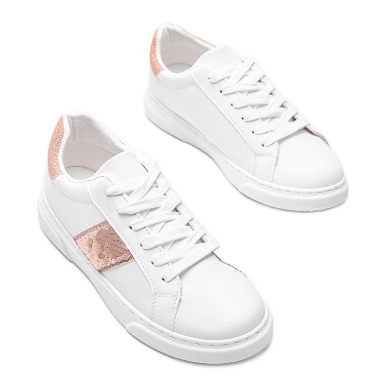 Sneakers bianche decorate con paillettes Ana bianco 1