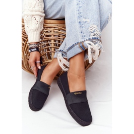 Espadrillas nere su suola intrecciata Big Star HH274482 nero d'oro 2