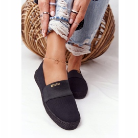 Espadrillas nere su suola intrecciata Big Star HH274482 nero d'oro 1