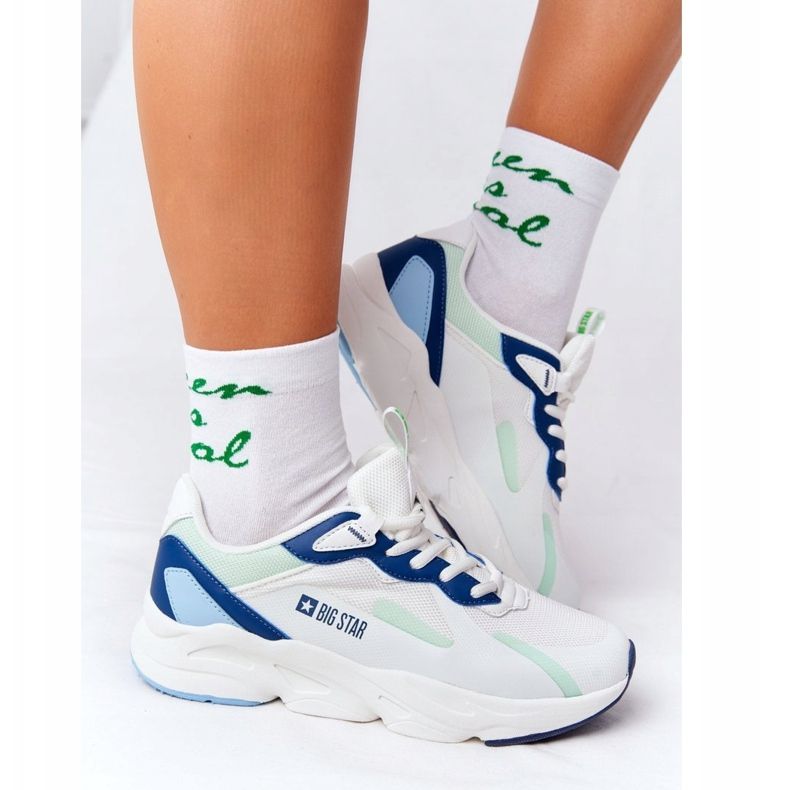 Scarpe Sportive Donna Memory Foam Big Star HH274810 Bianco-Verde bianca blu 2