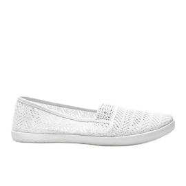 Sneakers bianche traforate con zirconi Annabella bianca 1