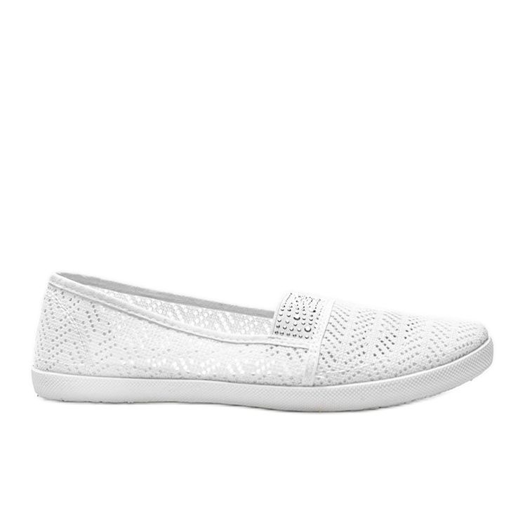 Sneakers bianche traforate con zirconi Annabella bianca 1