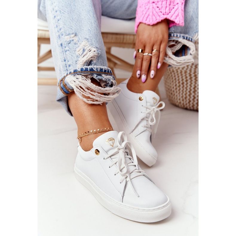 Sneakers da donna in pelle bianche Nicole 2640 bianco 1