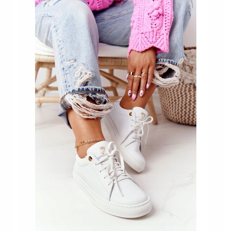 Sneakers da donna in pelle bianche Nicole 2640 bianco 2