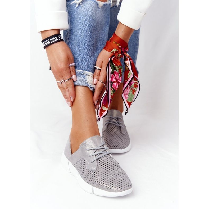 EVE Scarpe sportive da donna in pelle grigie Day Trip d'argento 2
