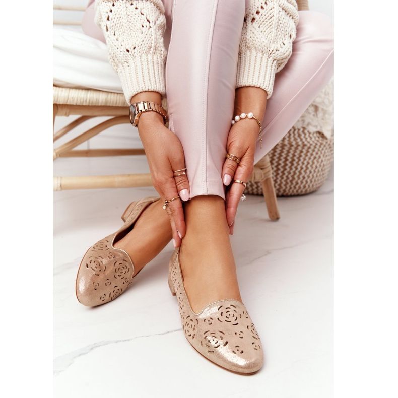 Mocassini traforati Sergio Leone BL627 Oro beige d'oro 1