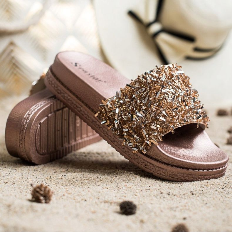 Seastar Pantofole di cristallo alla moda d'oro 1