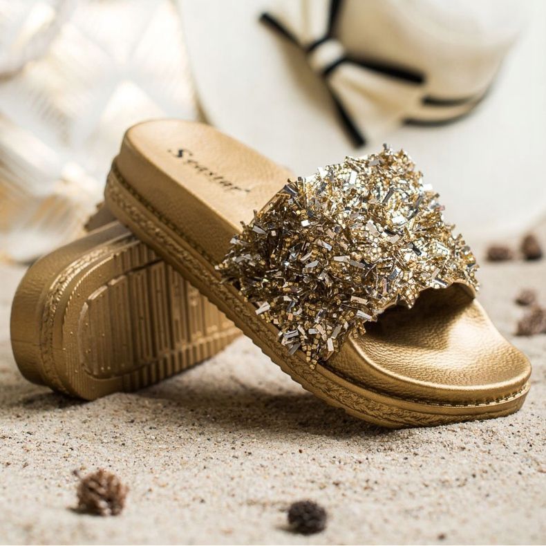 Seastar Pantofole di cristallo alla moda d'oro 1