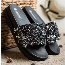 Seastar Pantofole di cristallo alla moda nero 2