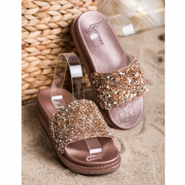 Seastar Pantofole alla moda sulla piattaforma marrone d'oro 2