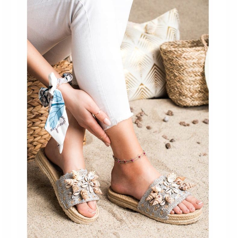Seastar Pantofole Sulla Piattaforma Con Conchiglie beige grigio 1