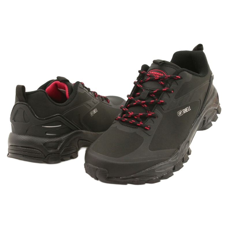 American Club Scarpe sportive allacciate ADI American soft-shell impermeabile HL17 nero rosso 2