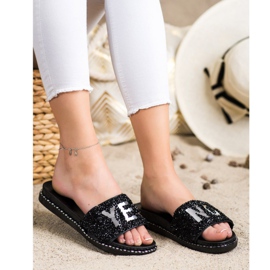 SHELOVET Pantofole Alla Moda Con Cristalli nero 2