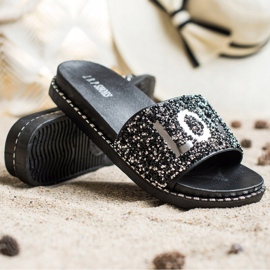 SHELOVET Ciabatte con plateau Love nero argento 1