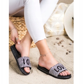 SHELOVET Ciabatte con plateau Love nero argento 2