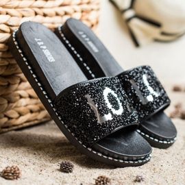 SHELOVET Ciabatte con plateau Love nero 2