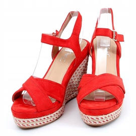 Sandali con zeppa rossi WH-255 Red rosso 2