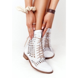 Stivali in pelle traforata Nicole 2627 Bianco 2